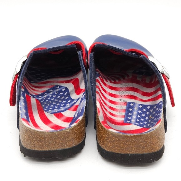 Birkenstock Birki's Boston Women's 37 Blue Clogs American Flag USA Slip On Shoes - Picture 6 of 9